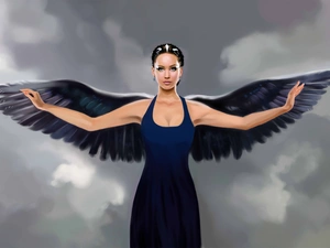 wings, brunette, jennifer lawrence, The Hunger Games, angel, Black