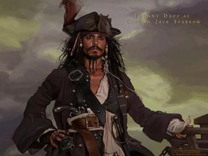 Piraci Z Karaibów, Drawing, captain, Johnny Depp