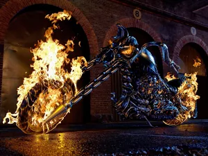 Flames, motor-bike, Ghost Rider