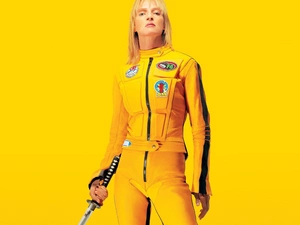 Uma Thurman, Yellow, overalls