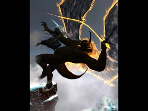 Big Fire, old man, creature, wings, The Lord of The Rings