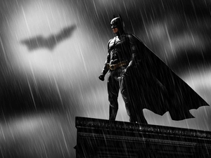 Rain, Batman, the roof