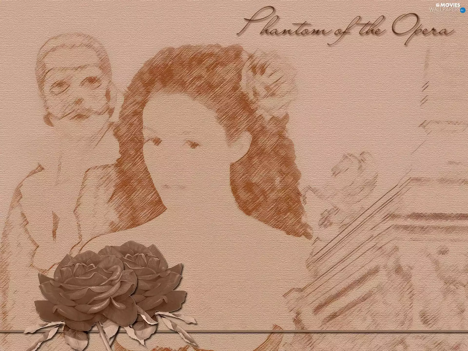 a man, rose, Draft, Women, Phantom Of The Opera