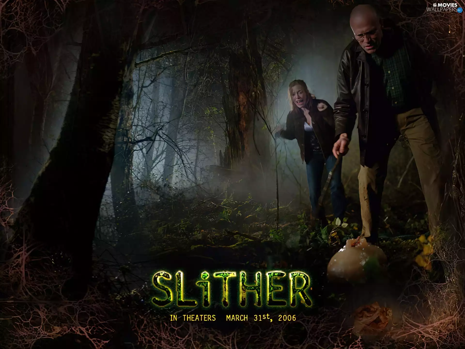 Fog, dark, forest, People, Slither