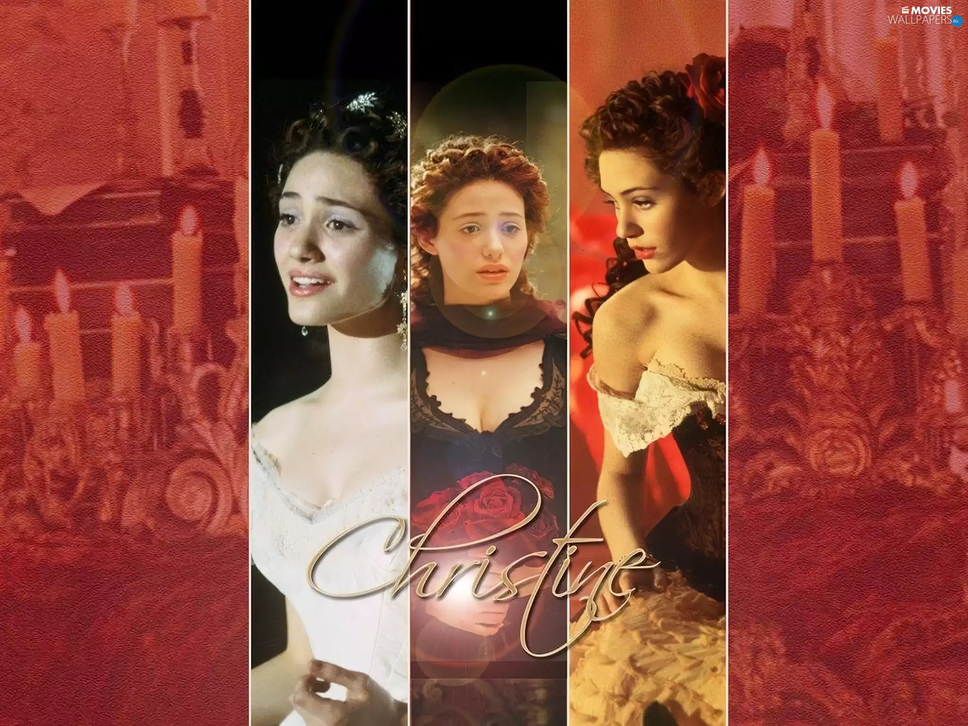 Emmy Rossum, sad, curls, candles, Phantom Of The Opera