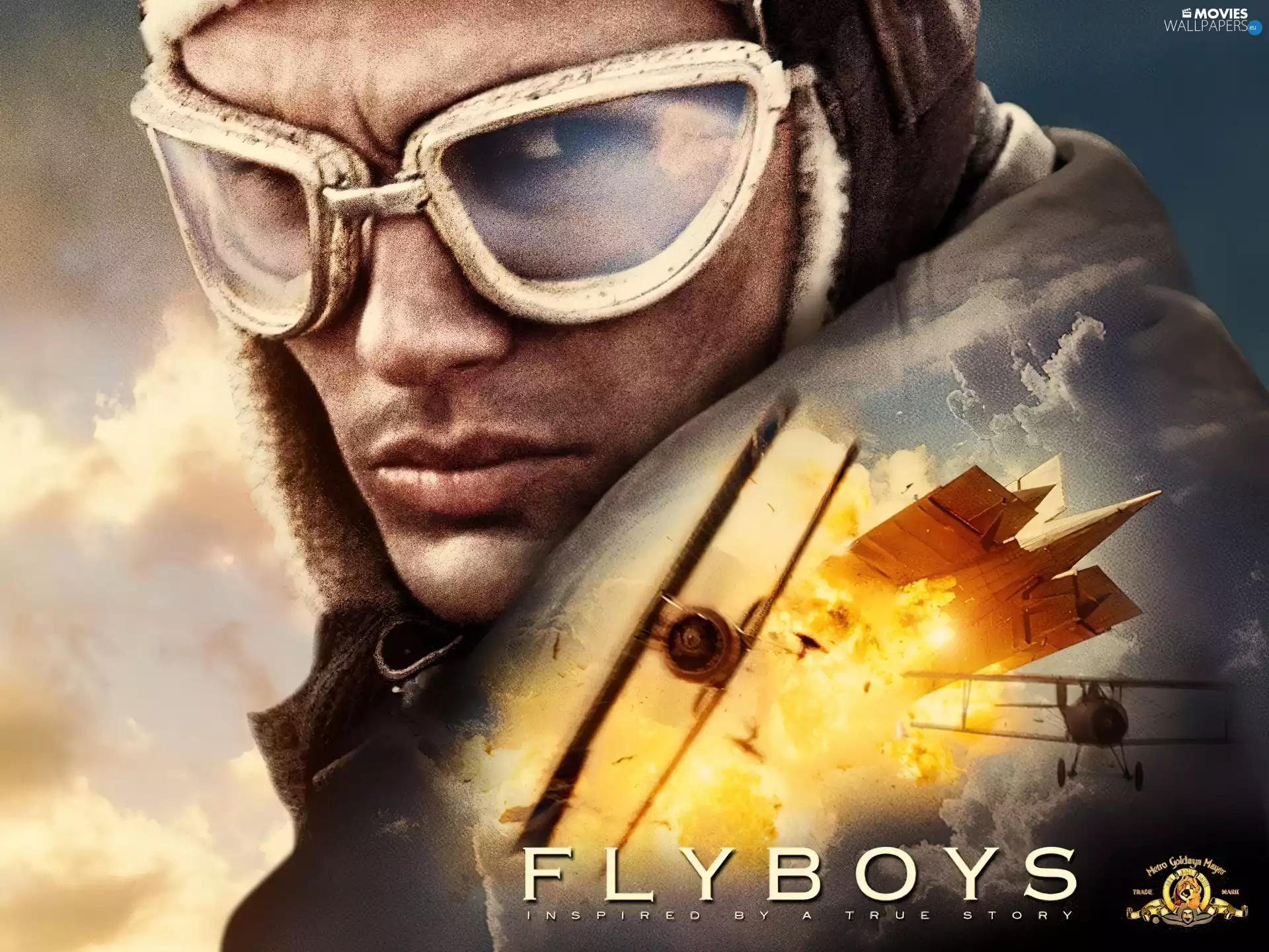 flyboys, biplane, explosion, face