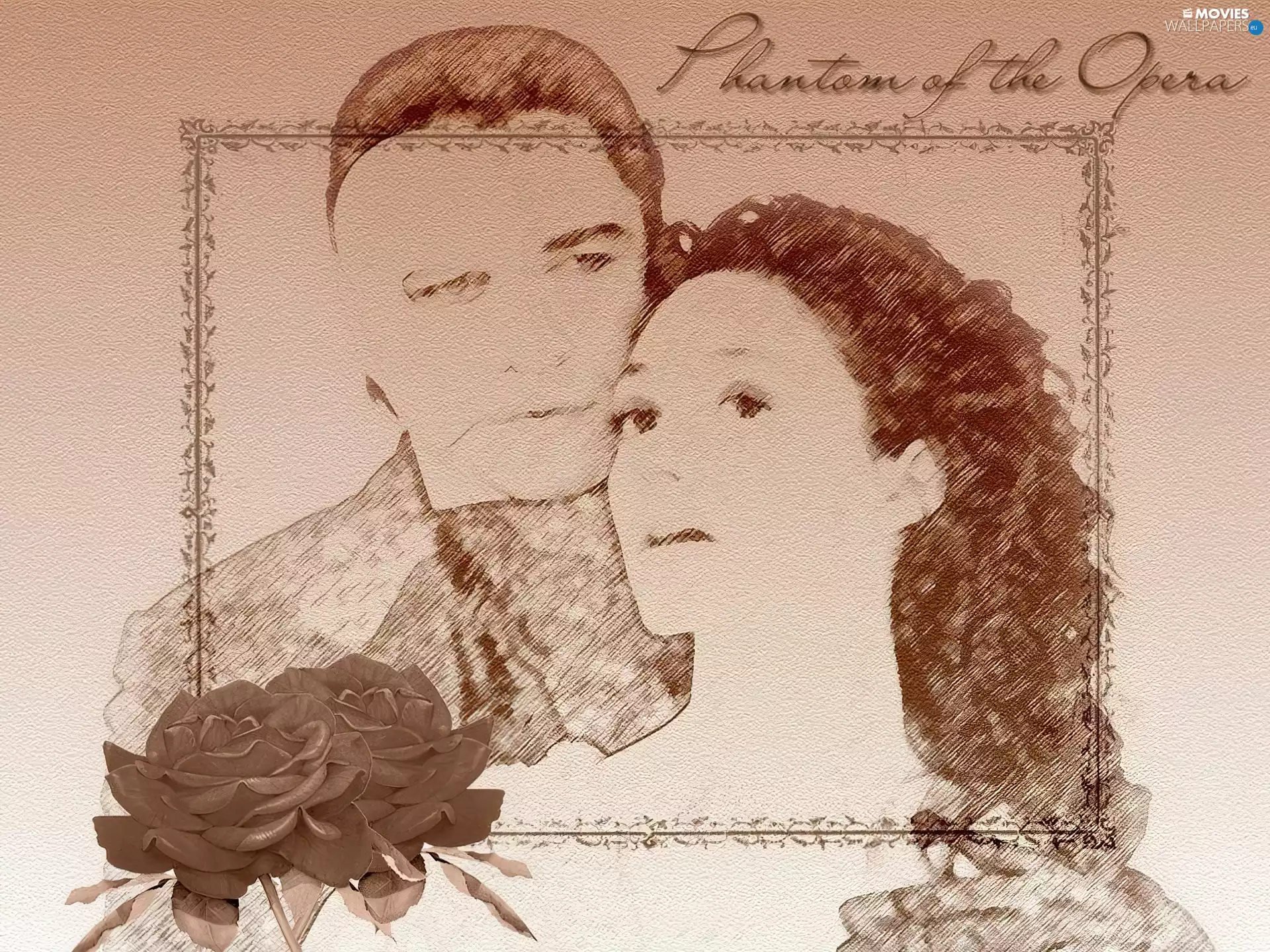 Gerard Butler, Emmy Rossum, picture, frame, Phantom Of The Opera