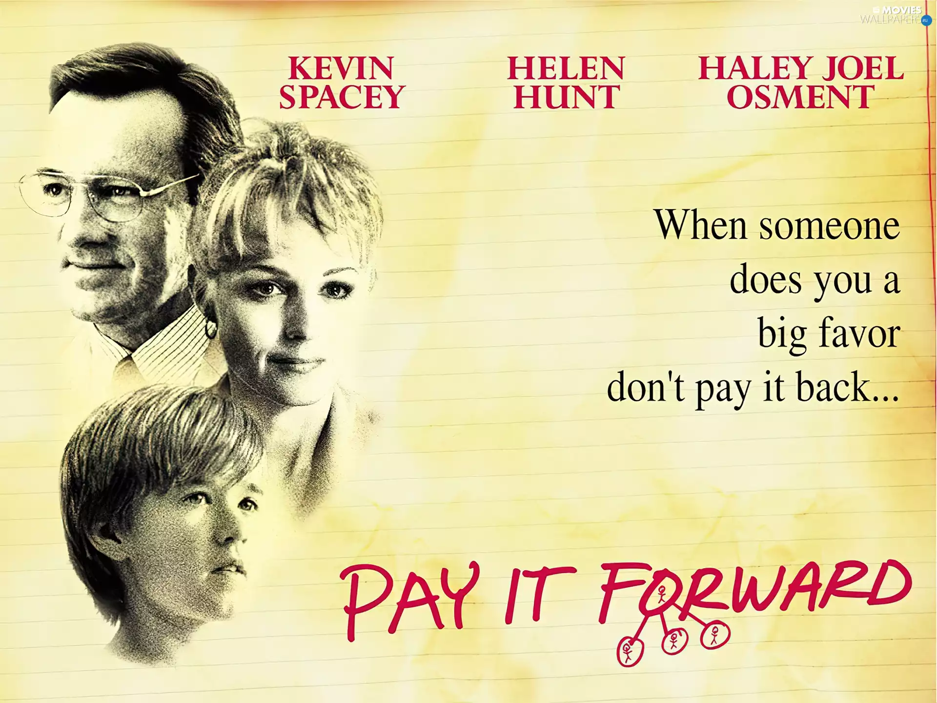 Helen Hunt, card, Kevin Spacey, Haley Joel Osment, Pay It Forward