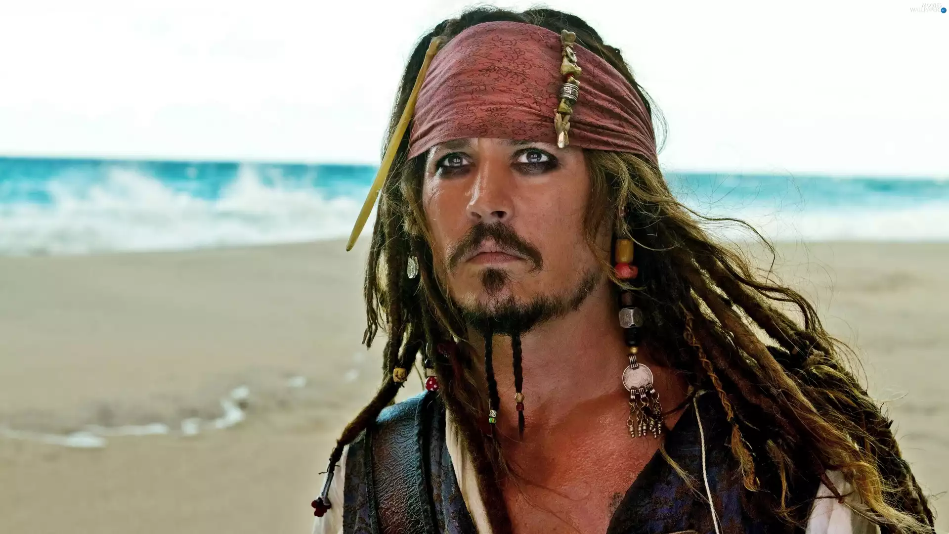 movie, Johnny Depp, Jack Sparrow, Piraci Z Karaibów