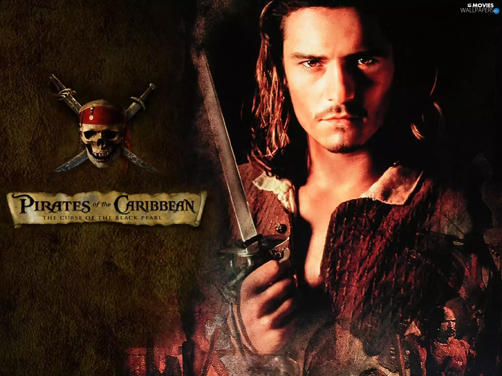 saber, Piraci Z Karaibów, Orlando Bloom, skull