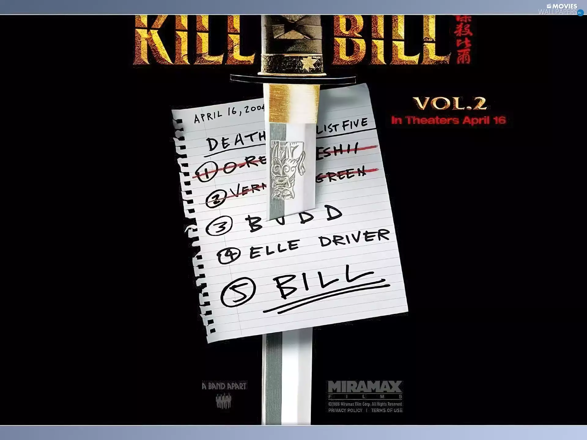list, Kill Bill 2, sword
