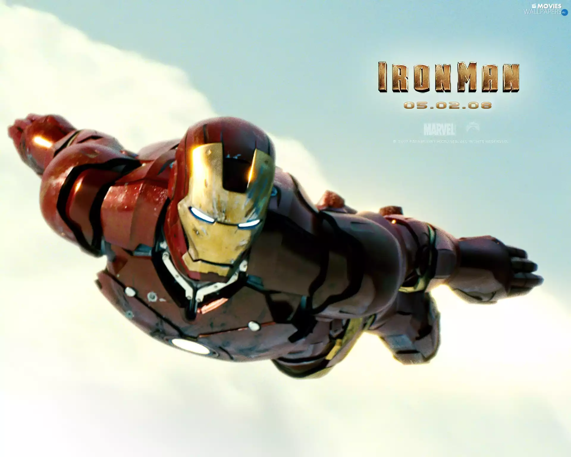 Iron Man, flies, Sky, Robot