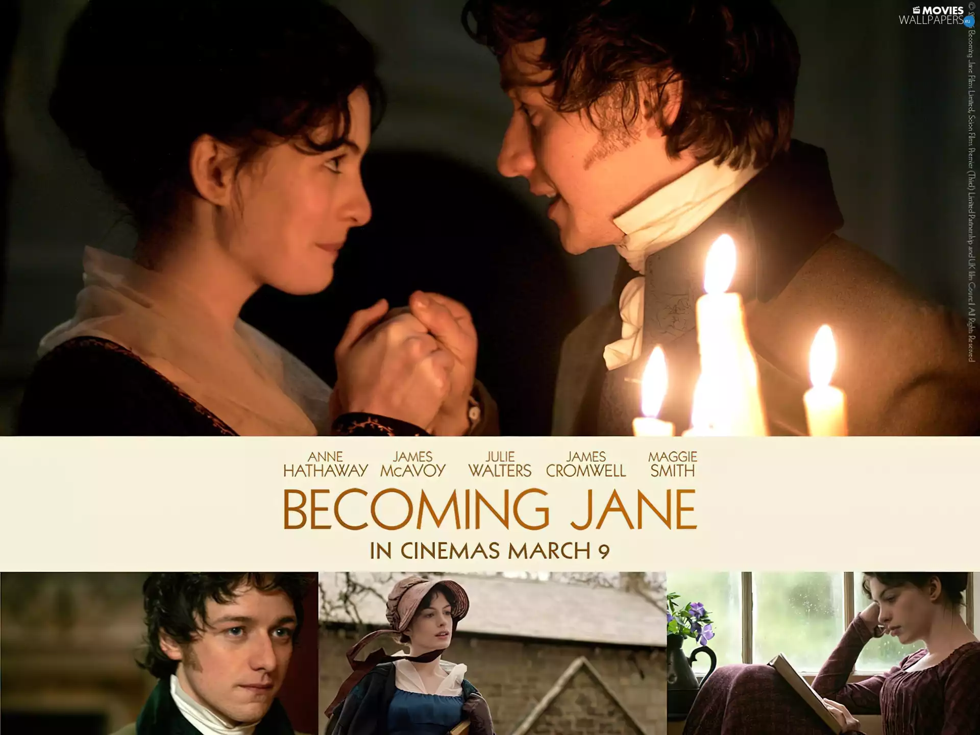 Becoming Jane, James McAvoy, candles, Anne Hathaway