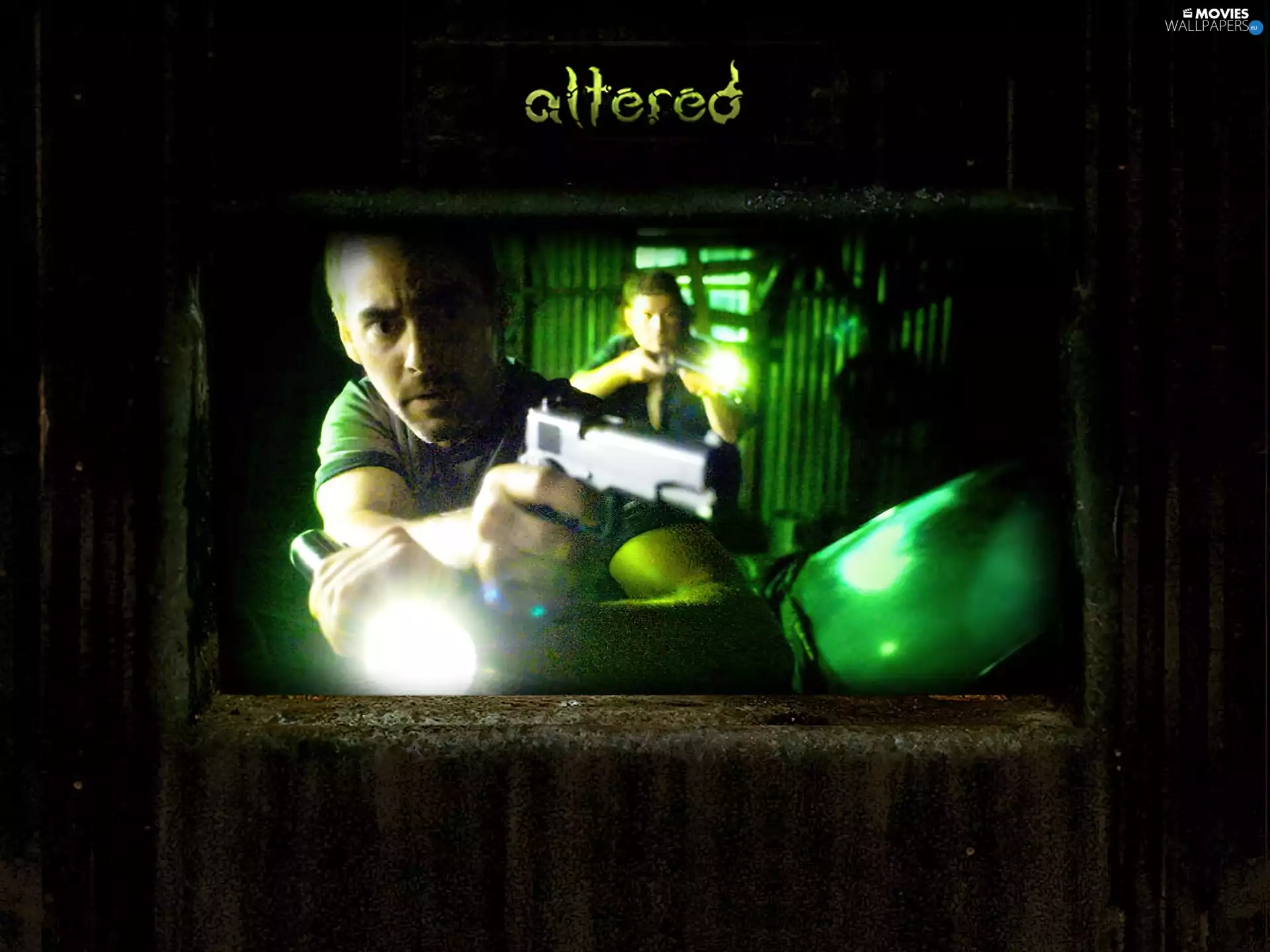 Altered, Gun, torch, men