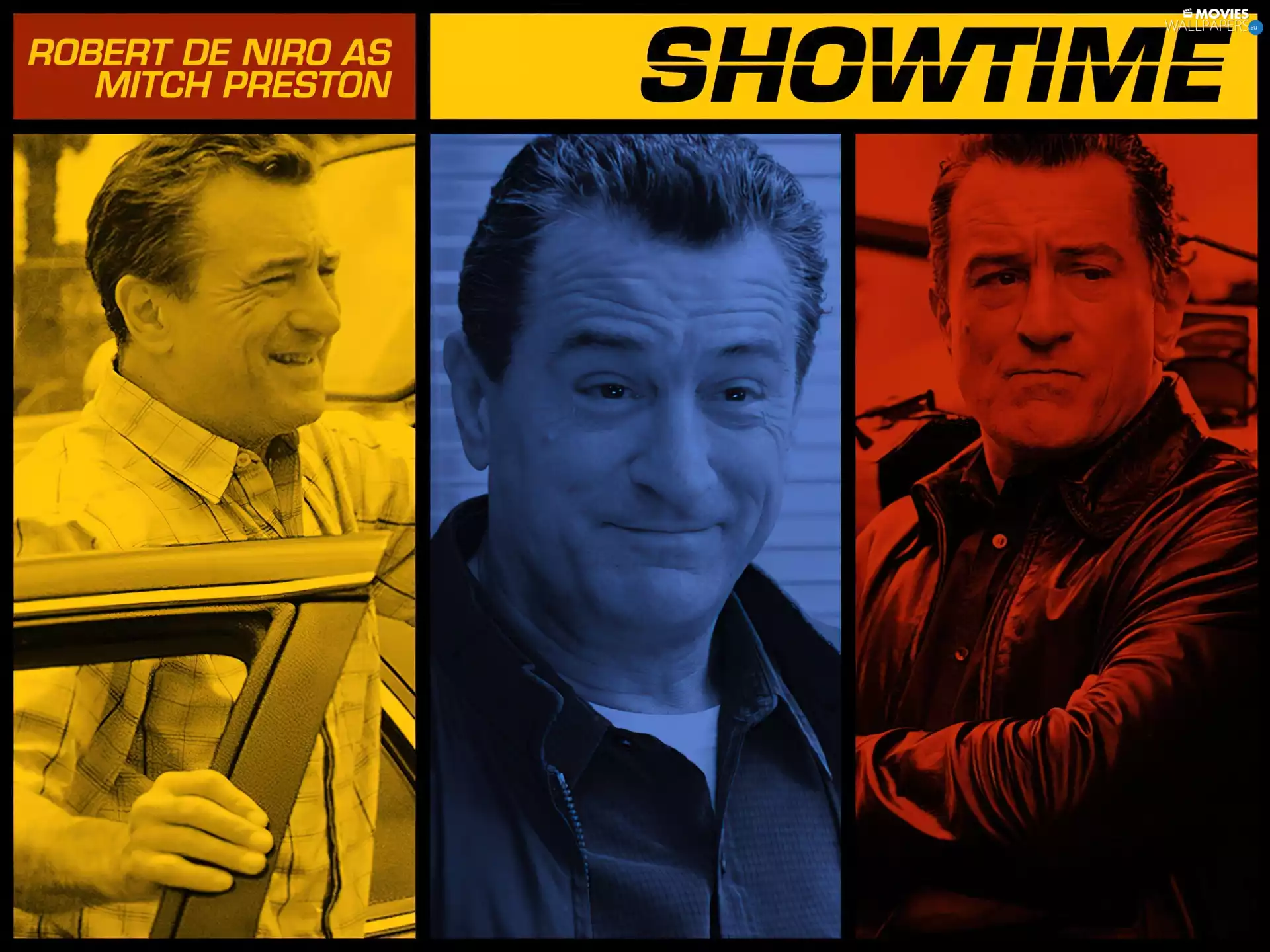 Showtime, Robert De Niro, text, colors