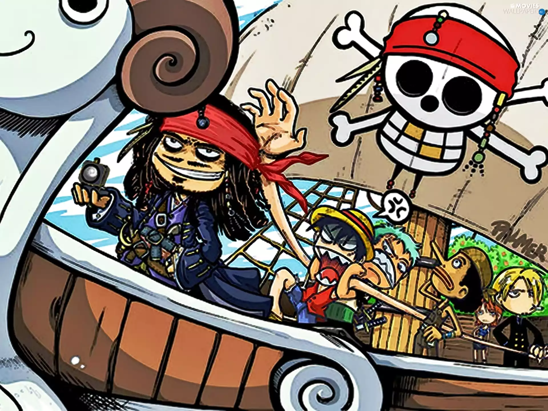 Jack Sparrow, compass, One Piece, Ship