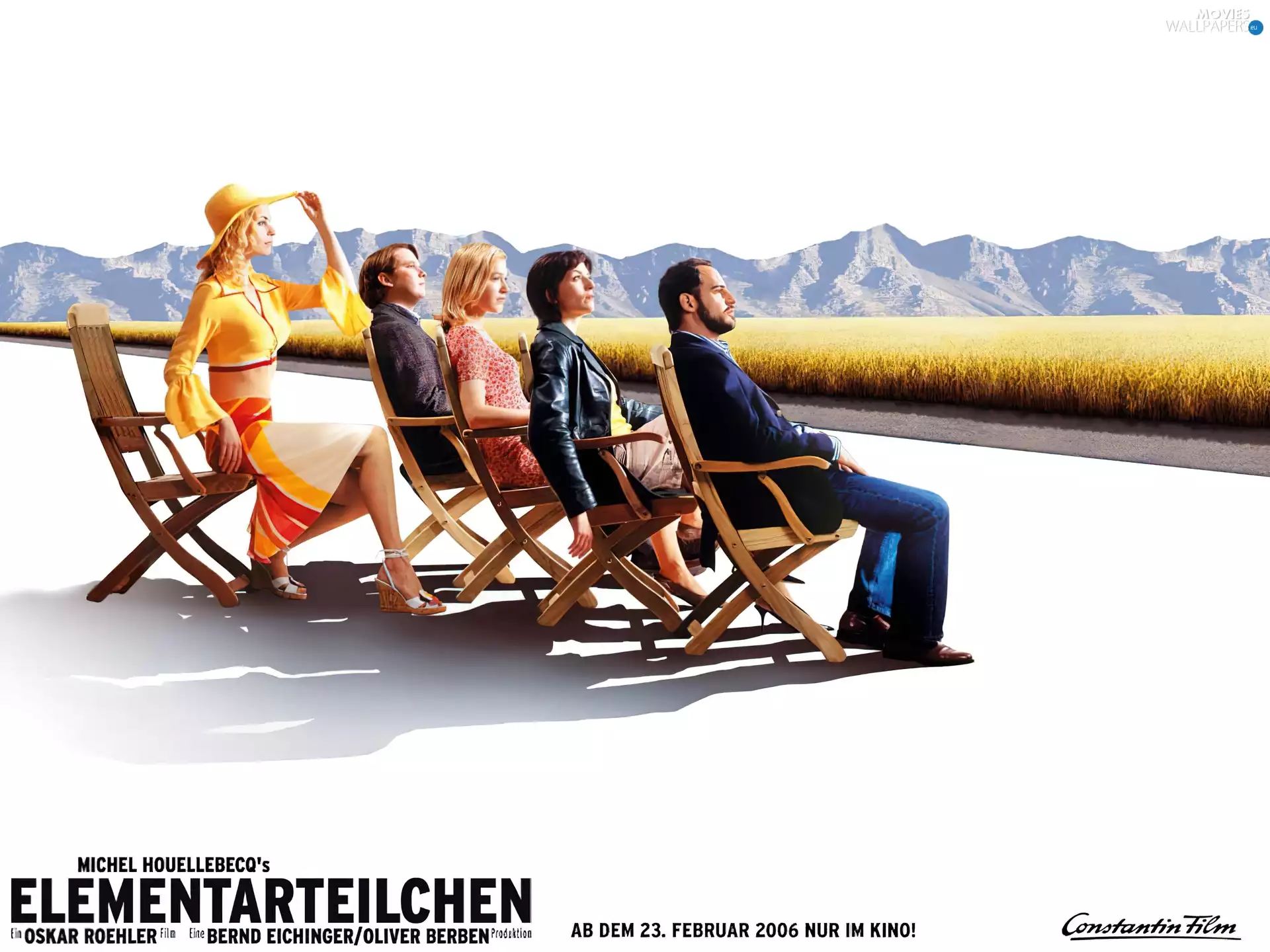 Elementary Particles, Chair, Mountains, People