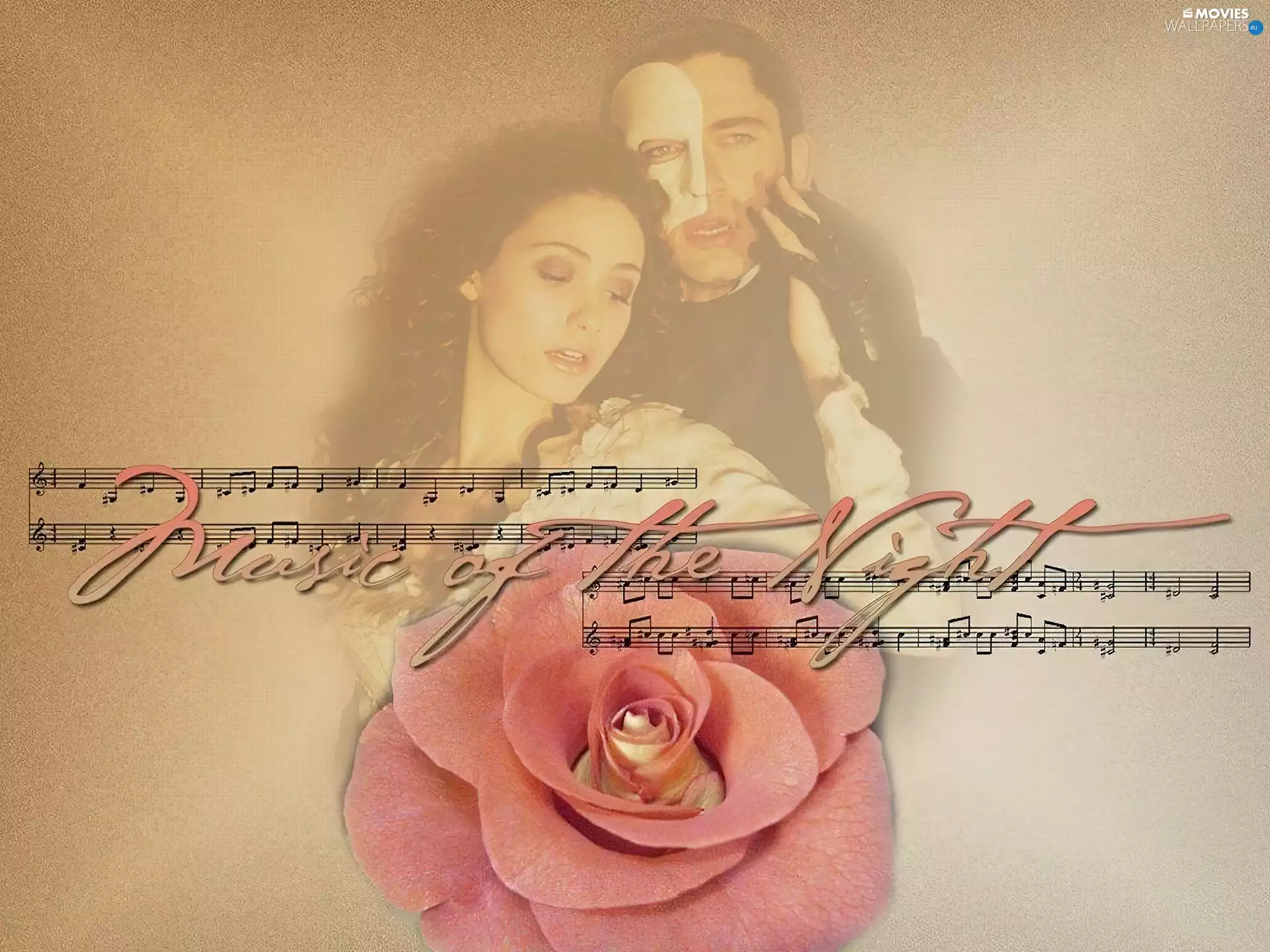 Phantom Of The Opera, Emmy Rossum, rose, Gerard Butler