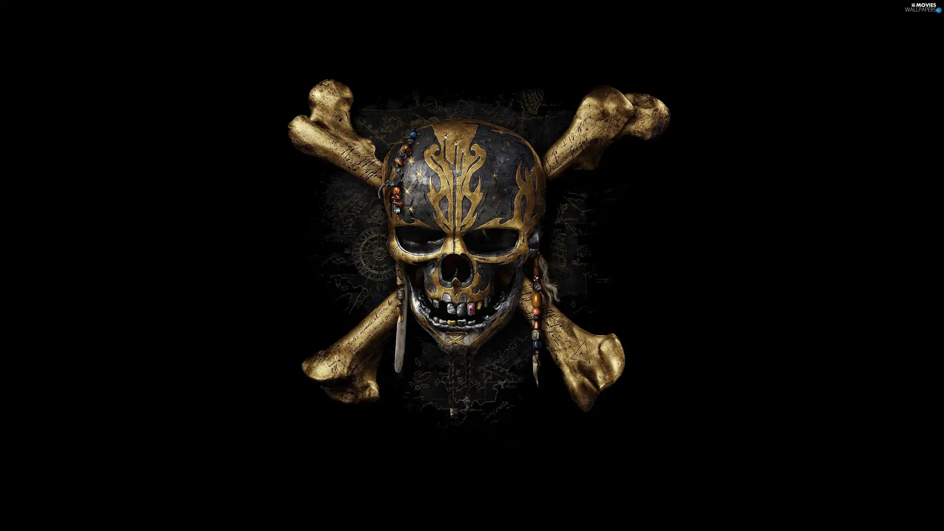 skull, bones, movie, Pirates of the Caribbean: Dead Men Tell No Tales, poster