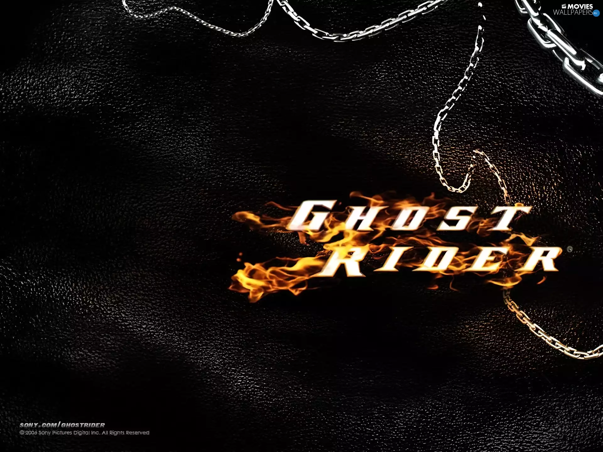 Ghost Rider, text, chain, burning