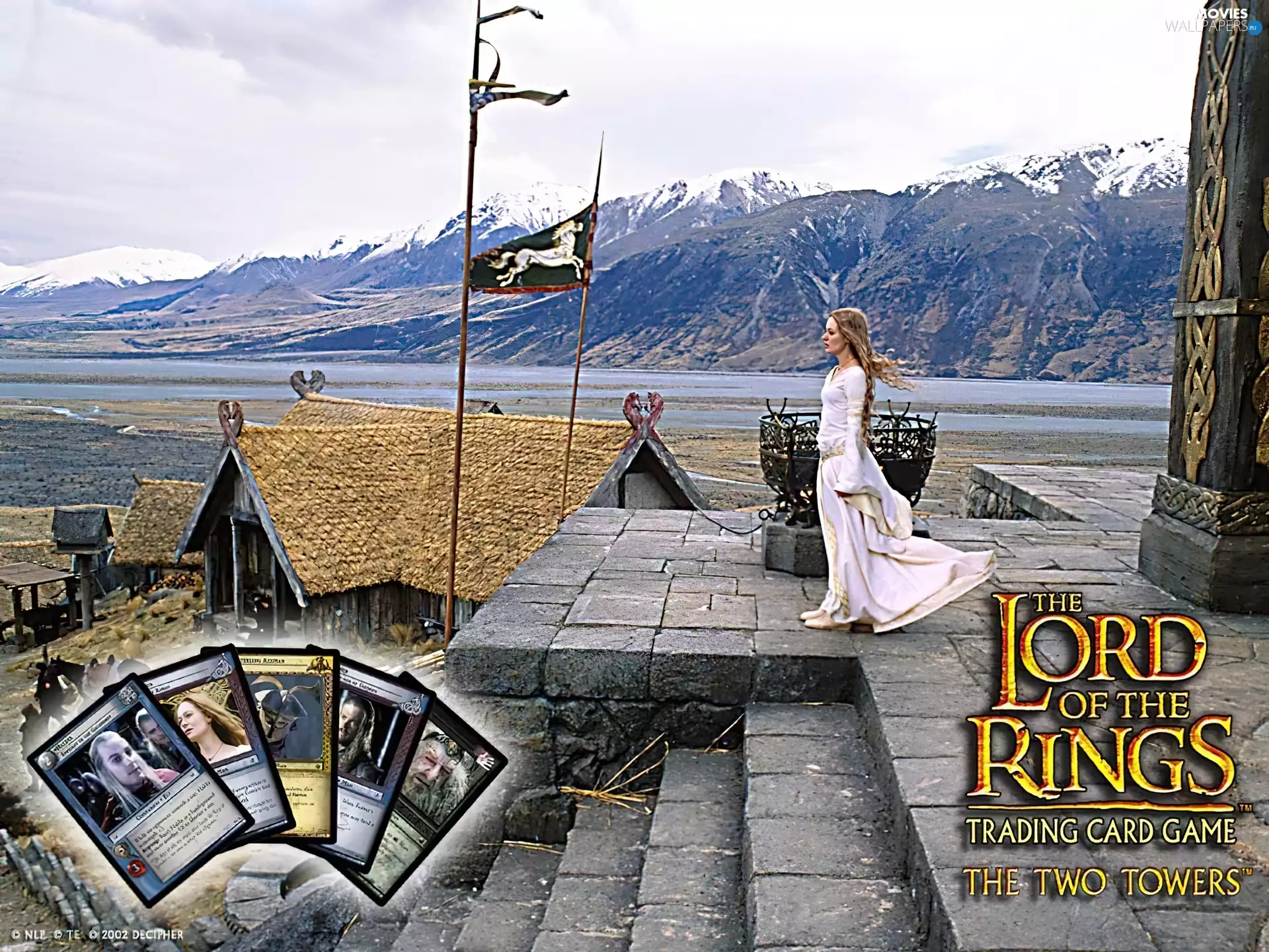 Cards, The Lord of The Rings, Stairs, House, Mountains, Miranda Otto