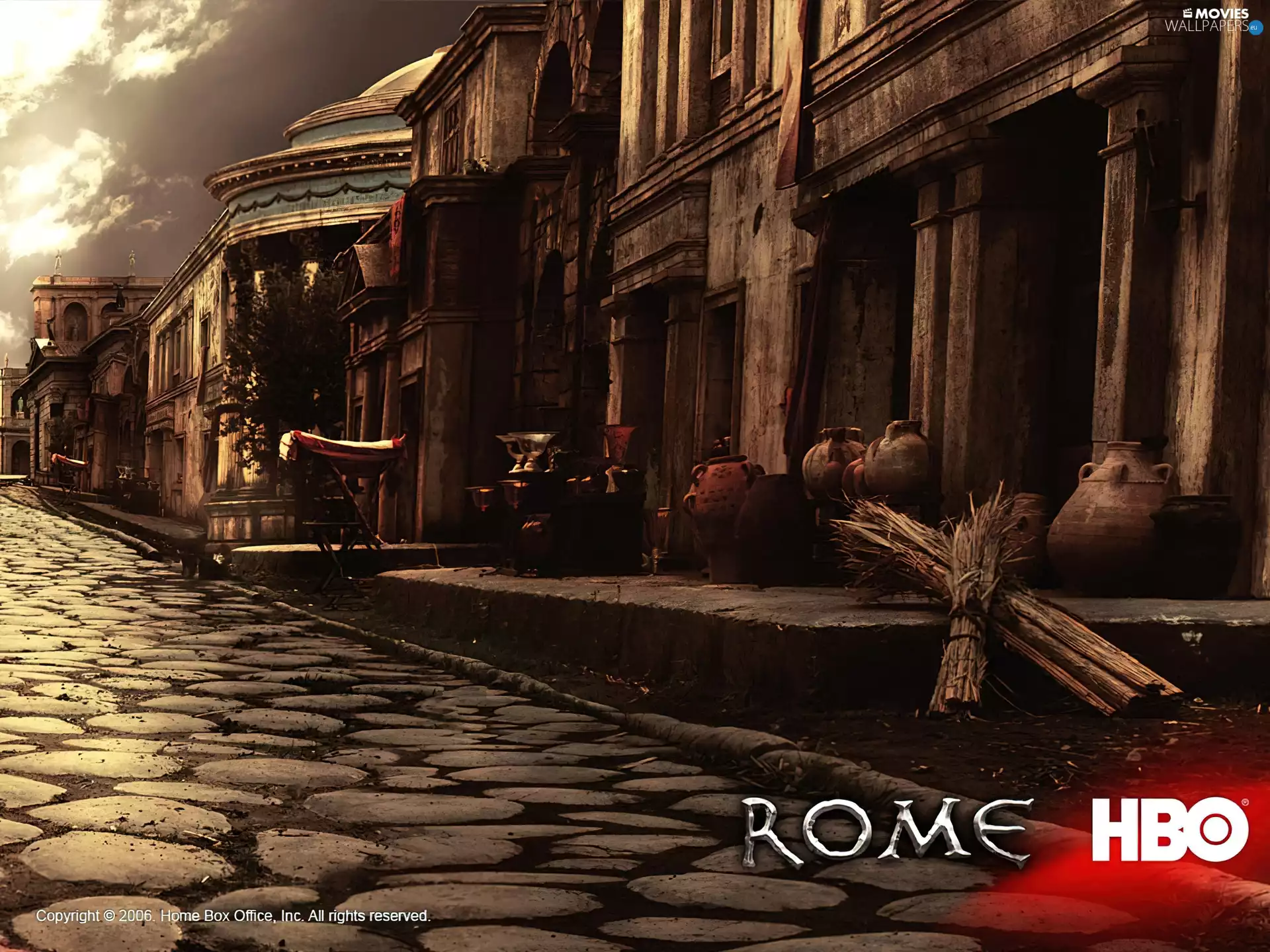 buildings, vases, Way, old, Rome