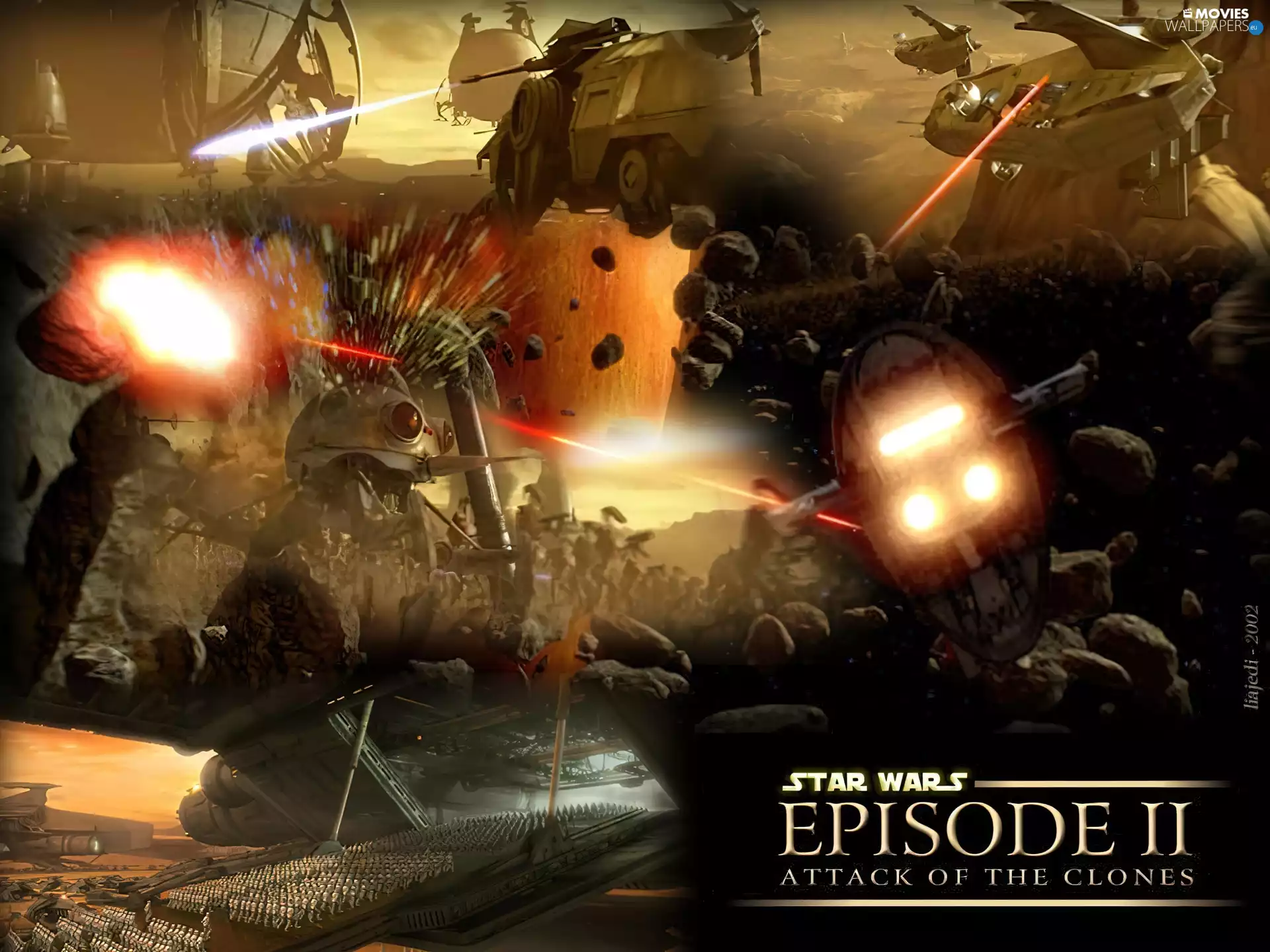 Star Wars, explosion, machines, war