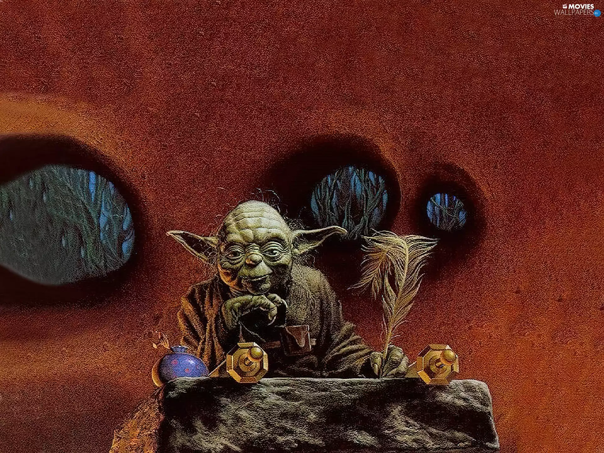 Star Wars, sitting, pen, alien